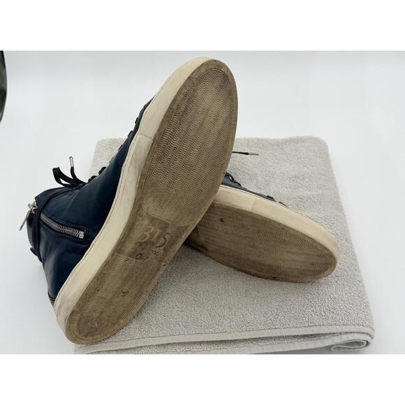 John Varvatos Reed Leather High Top Sneakers - Blue, Size 12 - Picture 7 of 8